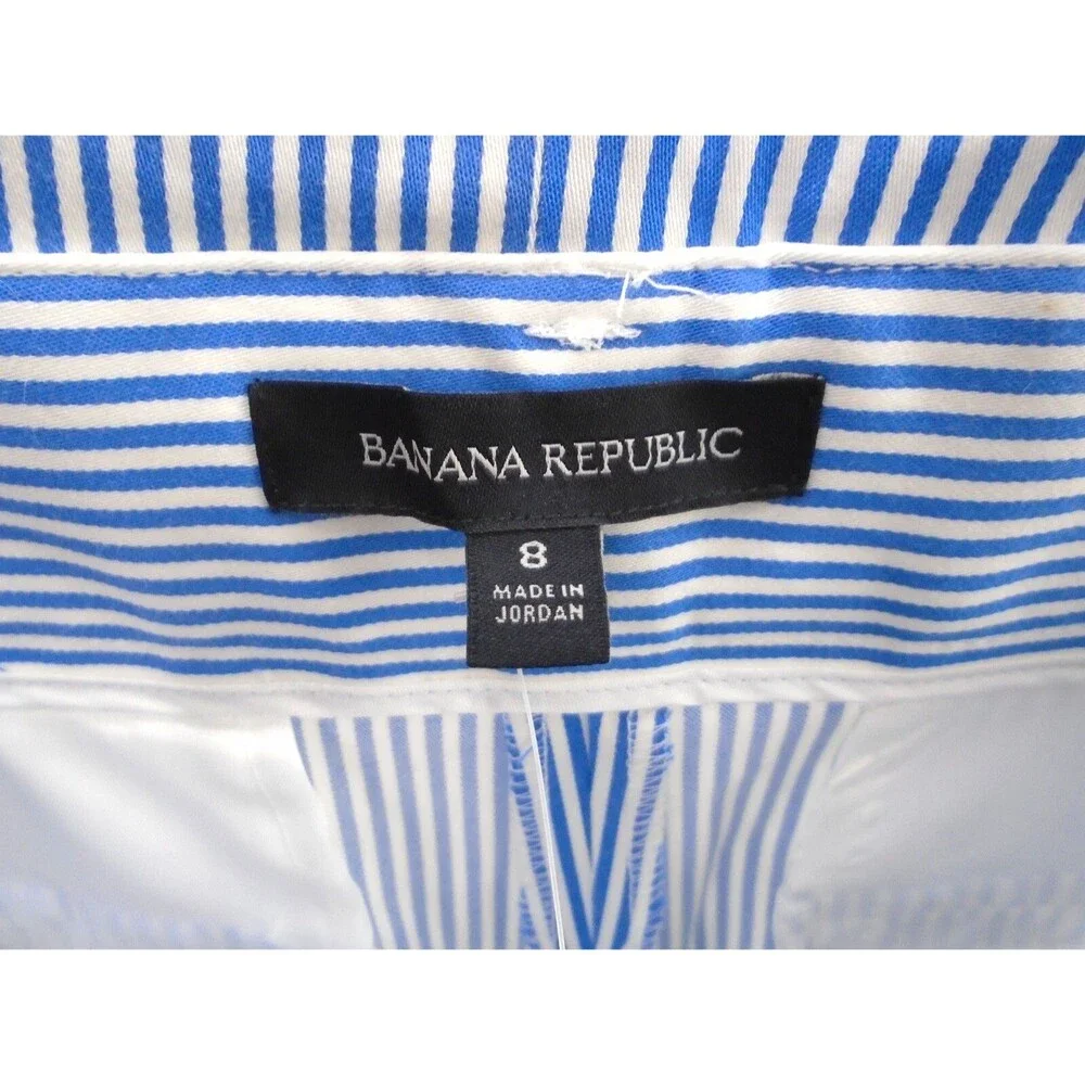 Banana Republic Size 8 Striped Tie Waist Boat Pants Wide Leg Blake Crop - Picture 7 of 9